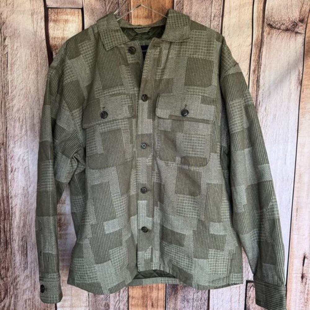 Abercrombie & Fitch Jacket Shacket Cotton Quilted Lining Large Green Large